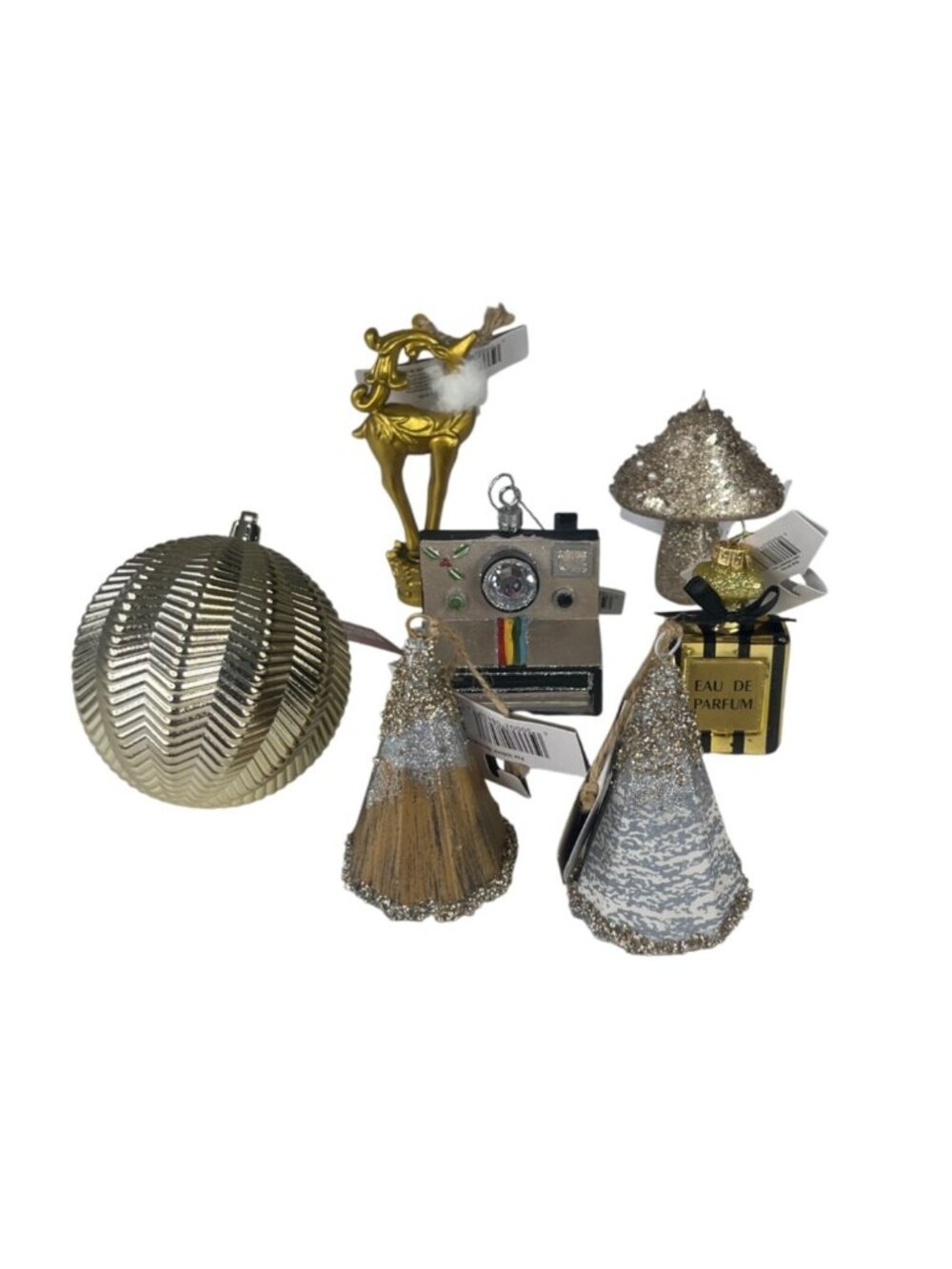 Set Of 7 Holiday Style Christmas Ornaments
